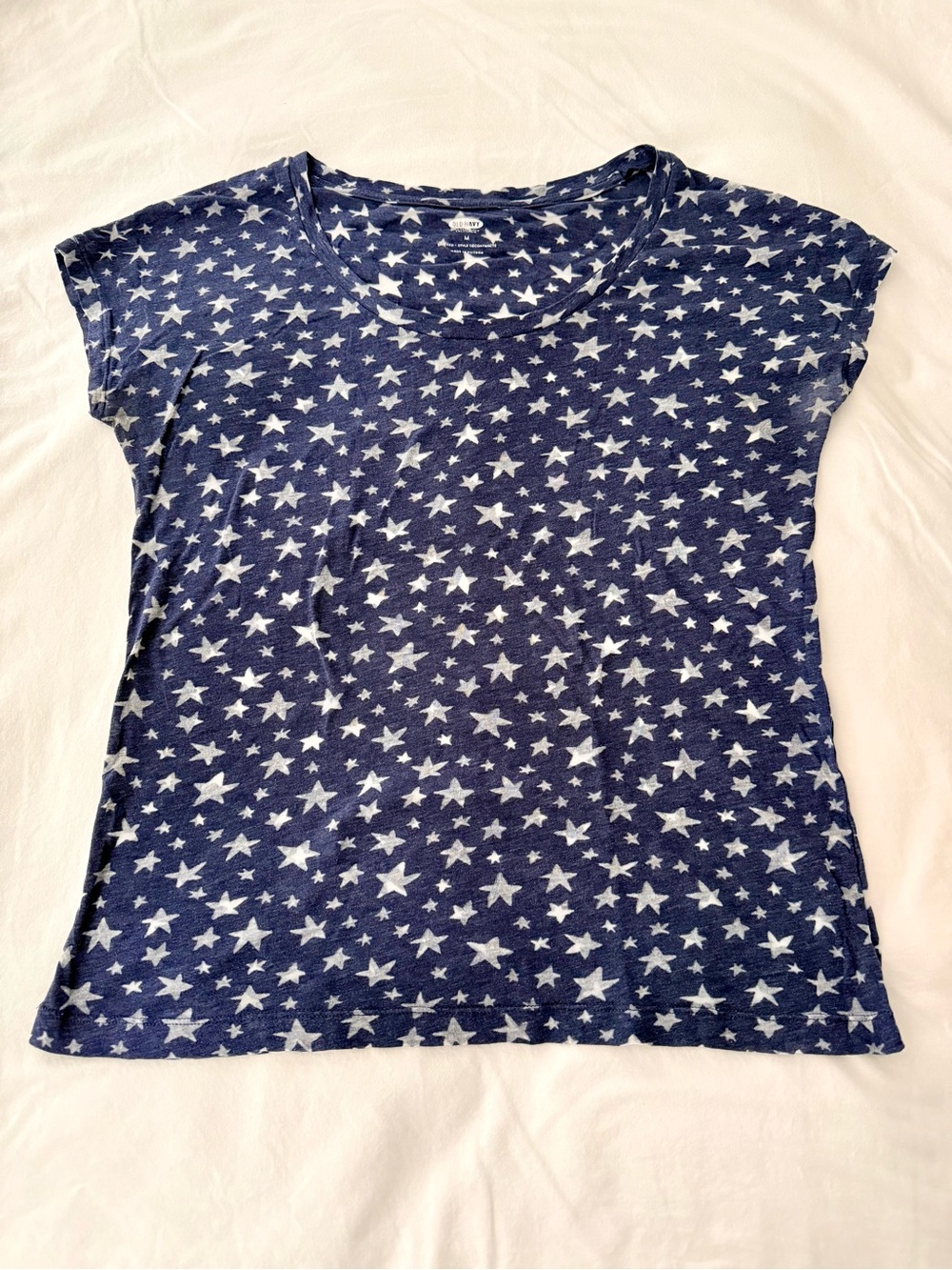 Old Navy Blue White Star Print Lightweight Relaxed T-Shirt Size M Celestial